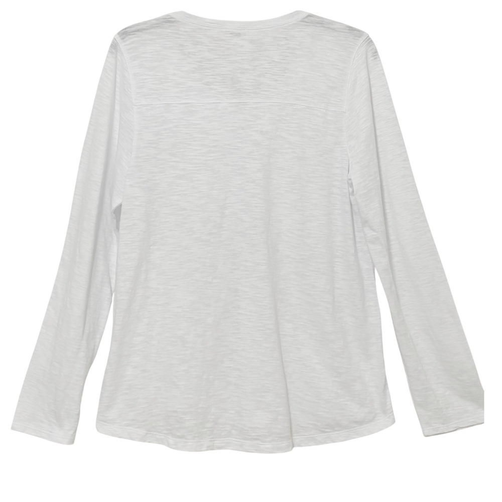 Faherty - Women’s White Long Sleeve Slub Henley Top V-Neck Size Large - Picture 2 of 7